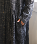 コットンウールグレンチェック　コートワンピース